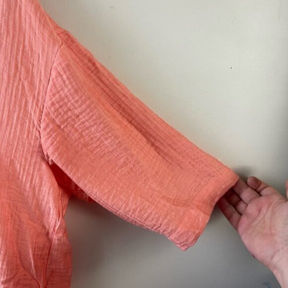 Mango Flowing Lyocell Shirt cropped boxy oversized peach coral size 6 - Picture 8 of 11